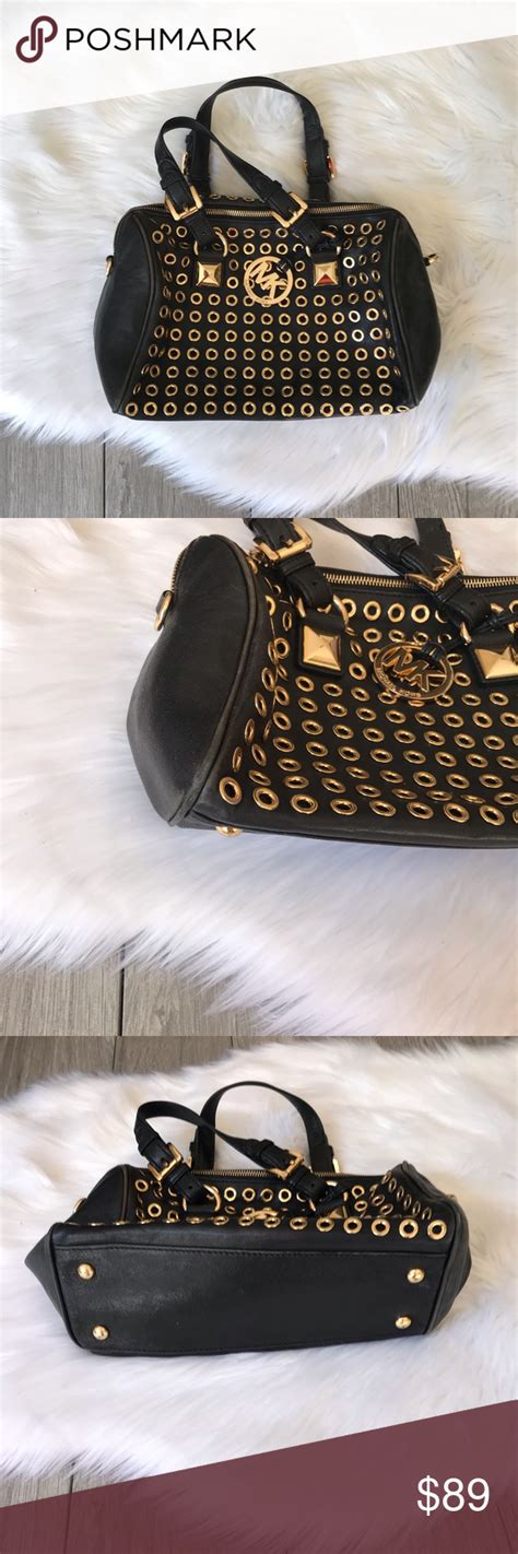 michael kors black and gold purse|michael kors gold evening bag.